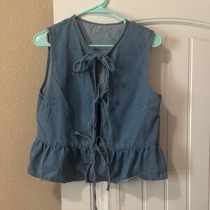 Denim Sleeveless Top with Ties